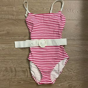 Solid and striped belted ribbed one piece. Size S